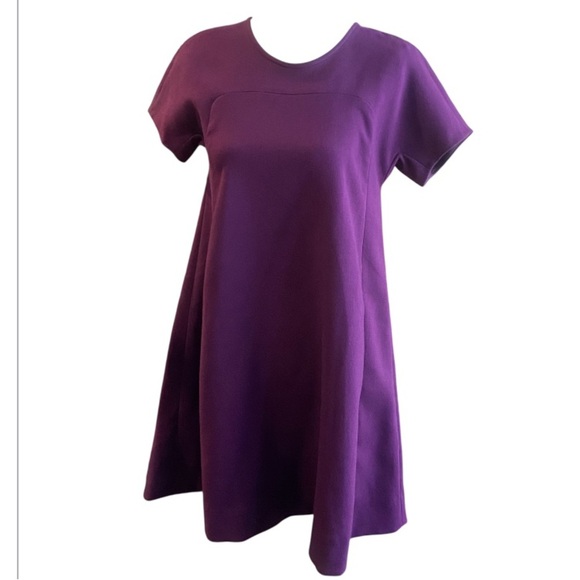 KATE SPADE Bosley Purple Swingy Dress Basic Geometry Solid Pockets A-Line Size 0 - Picture 2 of 9